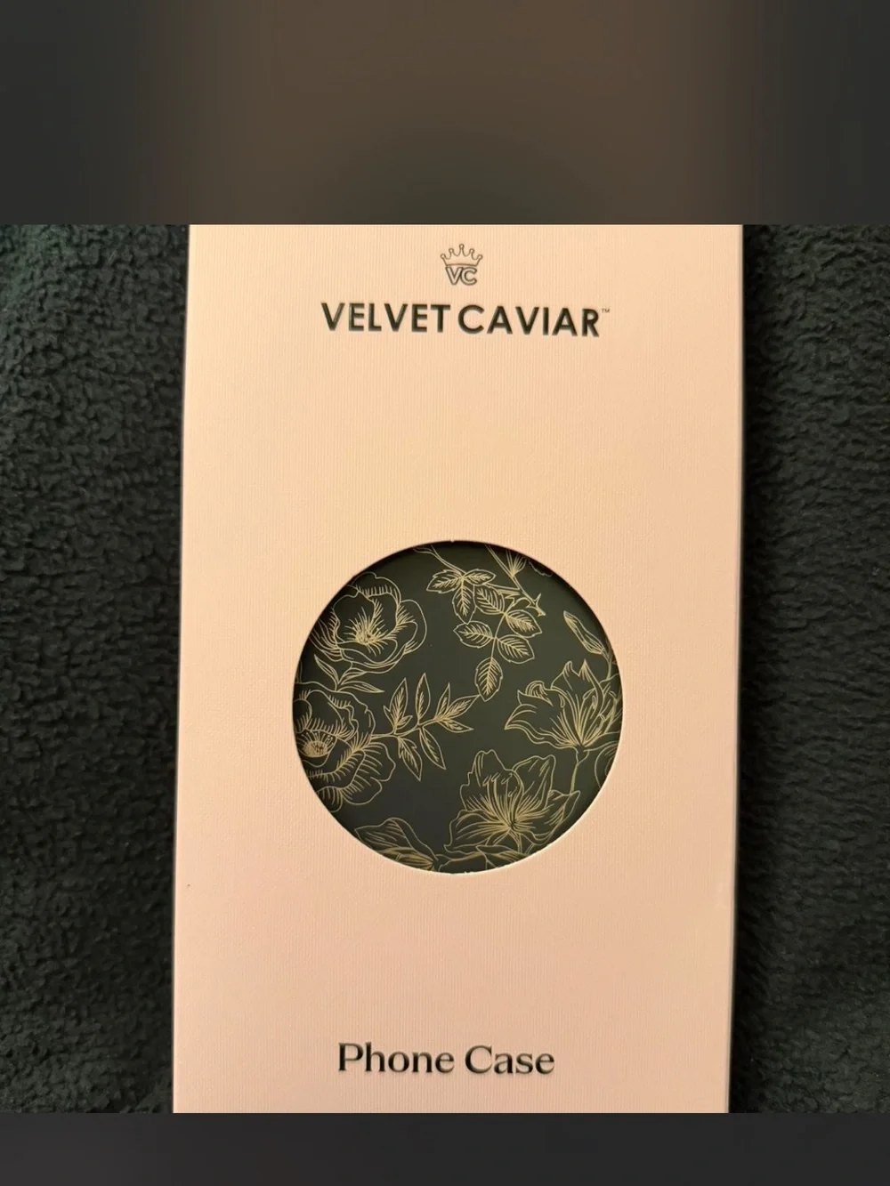 Velvet Caviar Black Case with Gold Floral Line Art